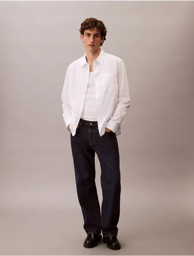 CALVIN KLEIN JEANS EST.1978 CALVIN KLEIN MEN'S COTTON POPLIN RELAXED BUTTON-DOWN SHIRT