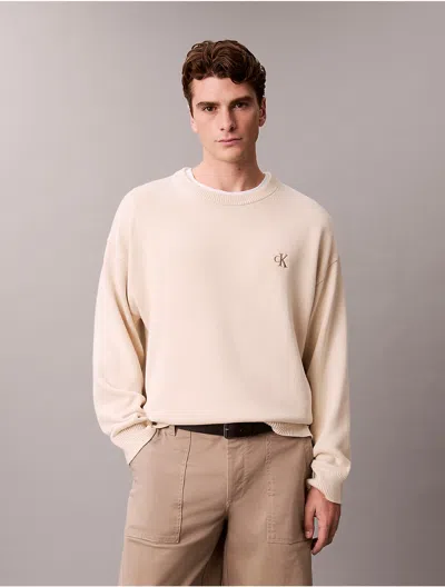 Calvin Klein Jeans Est.1978 Calvin Klein Men's Cotton Relaxed Crewneck Sweater In Neutral