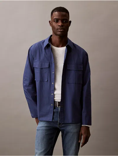 Calvin Klein Jeans Est.1978 Calvin Klein Men's Nylon Blend Classic Shirt Jacket In Blue