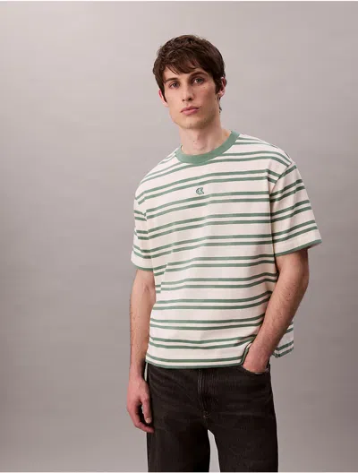 Calvin Klein Jeans Est.1978 Calvin Klein Men's Cotton Stripe Relaxed T-shirt In White
