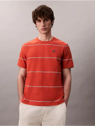 Calvin Klein Jeans Est.1978 Calvin Klein Men's Cotton Stripe Relaxed T-shirt In Red