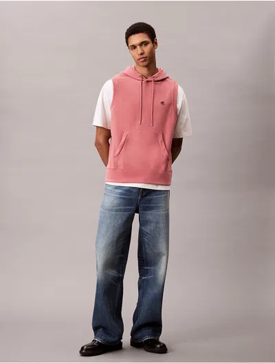Calvin Klein Jeans Est.1978 Calvin Klein Men's Cotton Terry Relaxed Sleeveless Hoodie In Pink