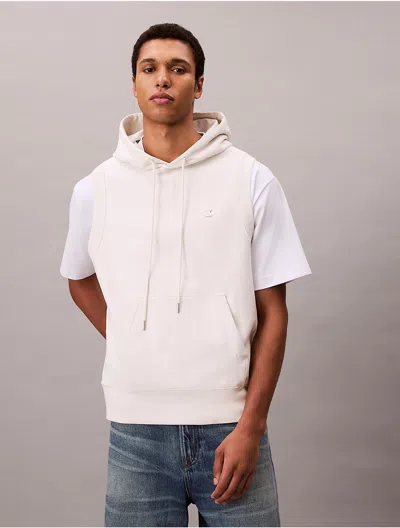 Calvin Klein Jeans Est.1978 Calvin Klein Men's Cotton Terry Relaxed Sleeveless Hoodie In White