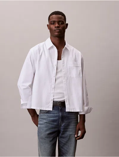 Calvin Klein Jeans Est.1978 Calvin Klein Men's Cropped Relaxed Button-down Shirt In White