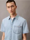 Calvin Klein Jeans Est.1978 Calvin Klein Men's Denim Short Sleeve Classic Button-down Shirt
