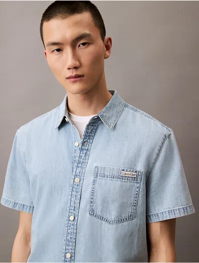 Calvin Klein Jeans Est.1978 Calvin Klein Men's Denim Short Sleeve Classic Button-down Shirt