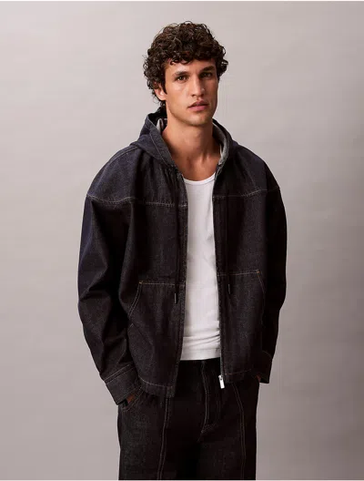 Calvin Klein Jeans Est.1978 Calvin Klein Men's Denim Zip Relaxed Hoodie In Black