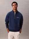 Calvin Klein Jeans Est.1978 Calvin Klein Men's Embroidered Logo French Terry Quarter Zip Sweatshirt In Blue