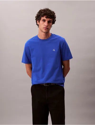 Calvin Klein Jeans Est.1978 Calvin Klein Men's Embroidered Monogram Logo Relaxed T-shirt In Blue