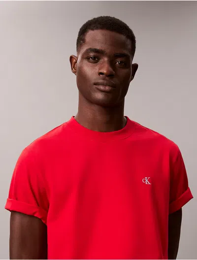 Calvin Klein Jeans Est.1978 Calvin Klein Men's Embroidered Monogram Relaxed T-shirt In Red