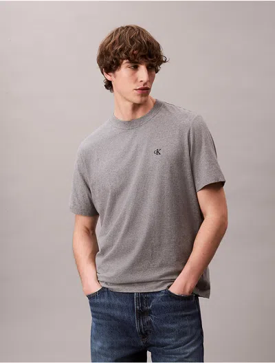 Calvin Klein Jeans Est.1978 Calvin Klein Men's Embroidered Monogram Relaxed T-shirt In Gray