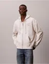 Calvin Klein Jeans Est.1978 Calvin Klein Men's Fleece Monogram Zip Relaxed Hoodie In Neutral