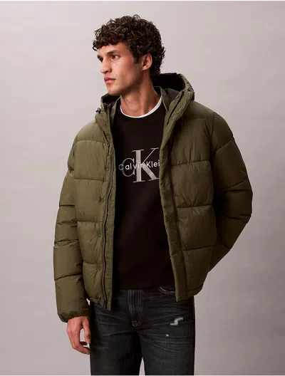Calvin Klein Jeans Est.1978 Calvin Klein Men's Hooded Puffer Jacket In Green