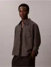 Calvin Klein Jeans Est.1978 Calvin Klein Men's Linen Cotton Cropped Relaxed Button-down Shirt In Brown