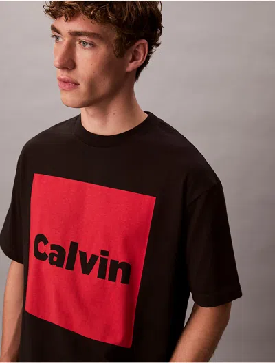 Calvin Klein Jeans Est.1978 Calvin Klein Men's Logo Box Graphic Relaxed T-shirt In Black