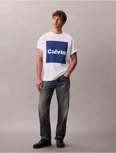 Calvin Klein Jeans Est.1978 Calvin Klein Men's Logo Box Graphic Relaxed T-shirt In White