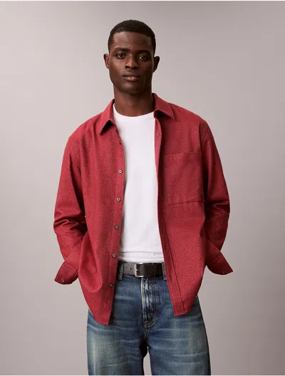 Calvin Klein Jeans Est.1978 Calvin Klein Men's Melange Flannel Relaxed Button-down Shirt In Pink