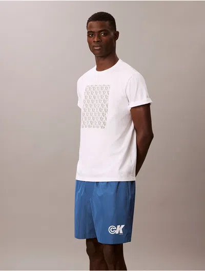 Calvin Klein Jeans Est.1978 Calvin Klein Men's Monogram Graphic Pull-on Shorts In White