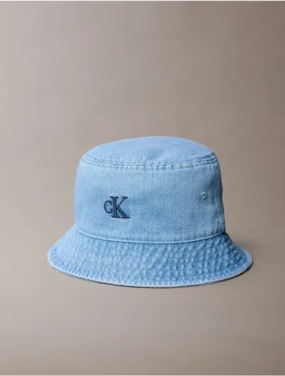 Calvin Klein Jeans Est.1978 Calvin Klein Men's Monogram Logo Denim Bucket Hat In Blue