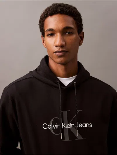 Calvin Klein Jeans Est.1978 Calvin Klein Men's Monogram Logo Fleece Hoodie In Black