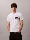 Calvin Klein Jeans Est.1978 Calvin Klein Men's Monogram Logo Macro Sport Graphic Classic T-shirt In White