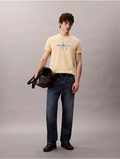 Calvin Klein Jeans Est.1978 Calvin Klein Men's Monogram Logo Tee In Yellow
