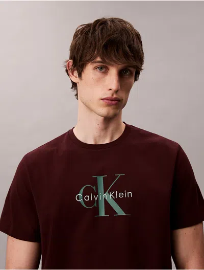 Calvin Klein Jeans Est.1978 Calvin Klein Men's Monogram Logo Tee In Burgundy