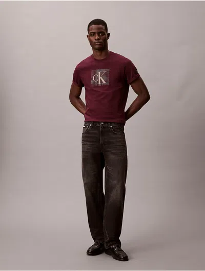 Calvin Klein Jeans Est.1978 Calvin Klein Men's Monogram Overlap Graphic Classic T-shirt In Burgundy