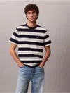 Calvin Klein Jeans Est.1978 Calvin Klein Men's Monogram Stripe Relaxed T-shirt In Dark Sapphire
