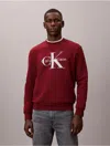 Calvin Klein Jeans Est.1978 Calvin Klein Men's Monologo Fleece Crewneck Sweatshirt In Red