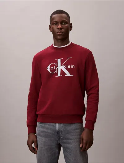 Calvin Klein Jeans Est.1978 Calvin Klein Men's Monologo Fleece Crewneck Sweatshirt In Red