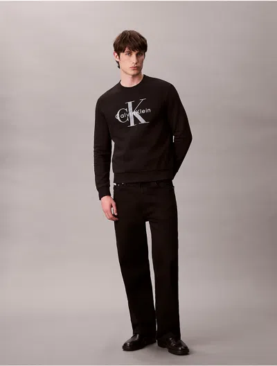 Calvin Klein Jeans Est.1978 Calvin Klein Men's Monologo Fleece Crewneck Sweatshirt In Black