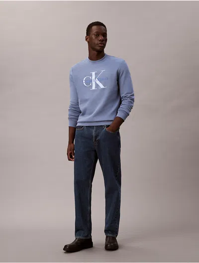 Calvin Klein Jeans Est.1978 Calvin Klein Men's Monologo Fleece Crewneck Sweatshirt In Blue