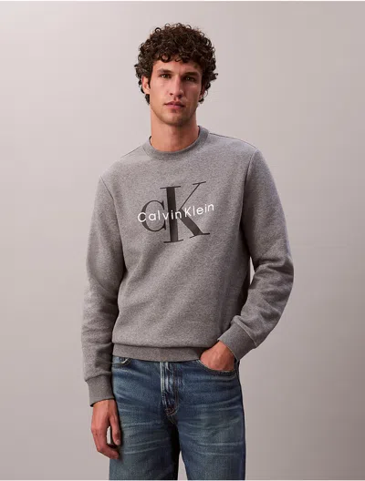 Calvin Klein Jeans Est.1978 Calvin Klein Men's Monologo Fleece Crewneck Sweatshirt In Gray