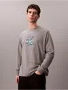 Calvin Klein Jeans Est.1978 Calvin Klein Men's Monologo Long Sleeve Tee In Gray