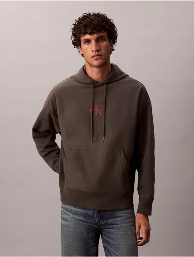 Calvin Klein Jeans Est.1978 Calvin Klein Men's Monologo Premium Fleece Hoodie In Brown