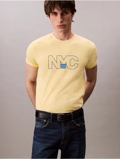 Calvin Klein Jeans Est.1978 Calvin Klein Men's Nyc Outline Graphic Classic T-shirt In Yellow