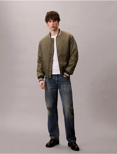 Calvin Klein Jeans Est.1978 Calvin Klein Men's Nylon Tipped Bomber Jacket In Green