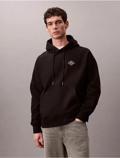 Calvin Klein Jeans Est.1978 Calvin Klein Men's Premium Fleece Matchbox Logo Graphic Hoodie In Black