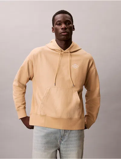 Calvin Klein Jeans Est.1978 Calvin Klein Men's Premium Fleece Matchbox Logo Graphic Hoodie In Orange