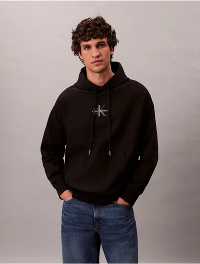 Calvin Klein Jeans Est.1978 Calvin Klein Men's Premium Fleece Monogram Logo Hoodie In Black