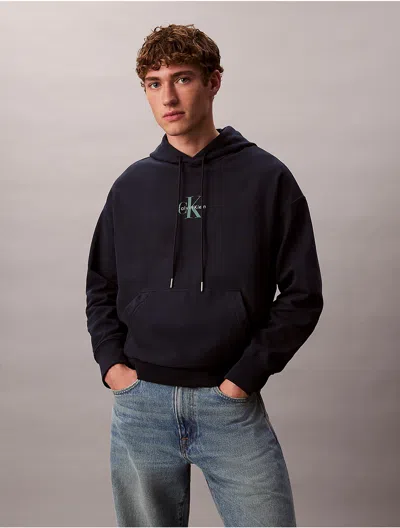 Calvin Klein Jeans Est.1978 Calvin Klein Men's Premium Fleece Monogram Logo Hoodie In Black