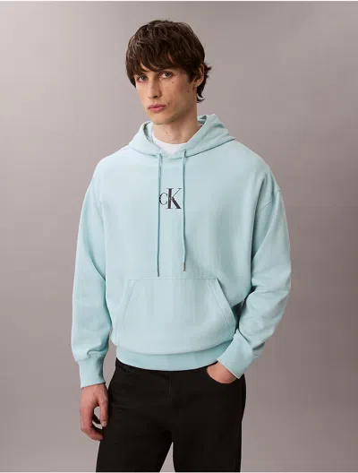Calvin Klein Jeans Est.1978 Calvin Klein Men's Premium Fleece Monogram Logo Hoodie In Green