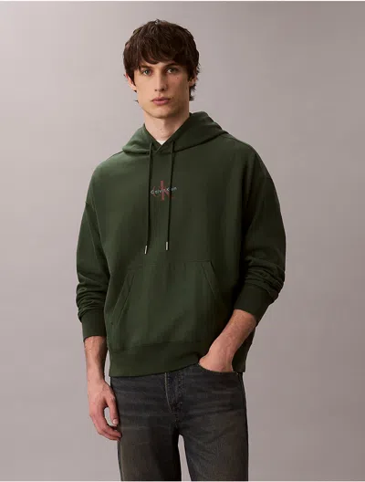 Calvin Klein Jeans Est.1978 Calvin Klein Men's Premium Fleece Monogram Logo Hoodie In Gray
