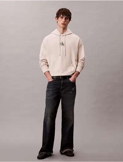 Calvin Klein Jeans Est.1978 Calvin Klein Men's Premium Fleece Monogram Logo Hoodie In Neutral