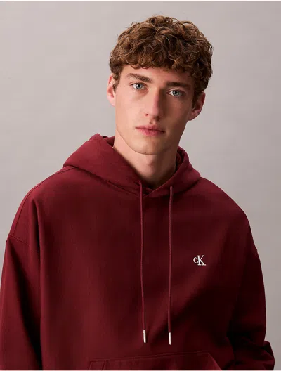 Calvin Klein Jeans Est.1978 Calvin Klein Men's Premium Fleece Relaxed Hoodie In Burgundy