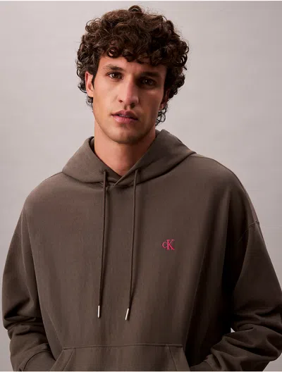 Calvin Klein Jeans Est.1978 Calvin Klein Men's Premium Fleece Relaxed Hoodie In Gray