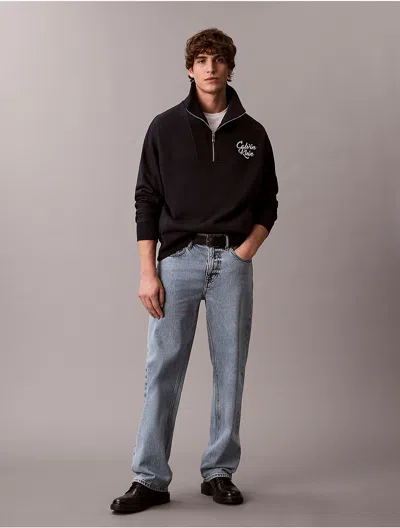 Calvin Klein Jeans Est.1978 Calvin Klein Men's Premium Fleece Relaxed Quarter Zip Sweatshirt In Blue