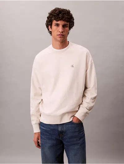 Calvin Klein Jeans Est.1978 Calvin Klein Men's Premium Fleece Relaxed Sweatshirt In Neutral