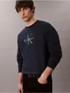 Calvin Klein Jeans Est.1978 Calvin Klein Men's Premium Terry Monogram Logo Relaxed Sweatshirt In Blue
